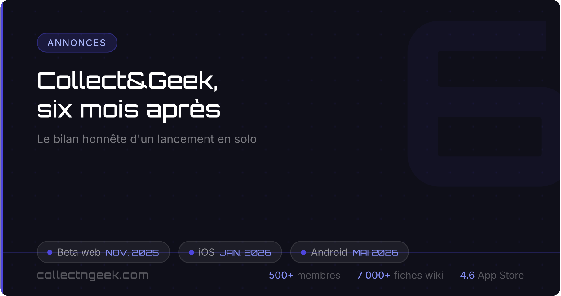 Collect&Geek, six mois après : le bilan honnête d'un lancement en solo