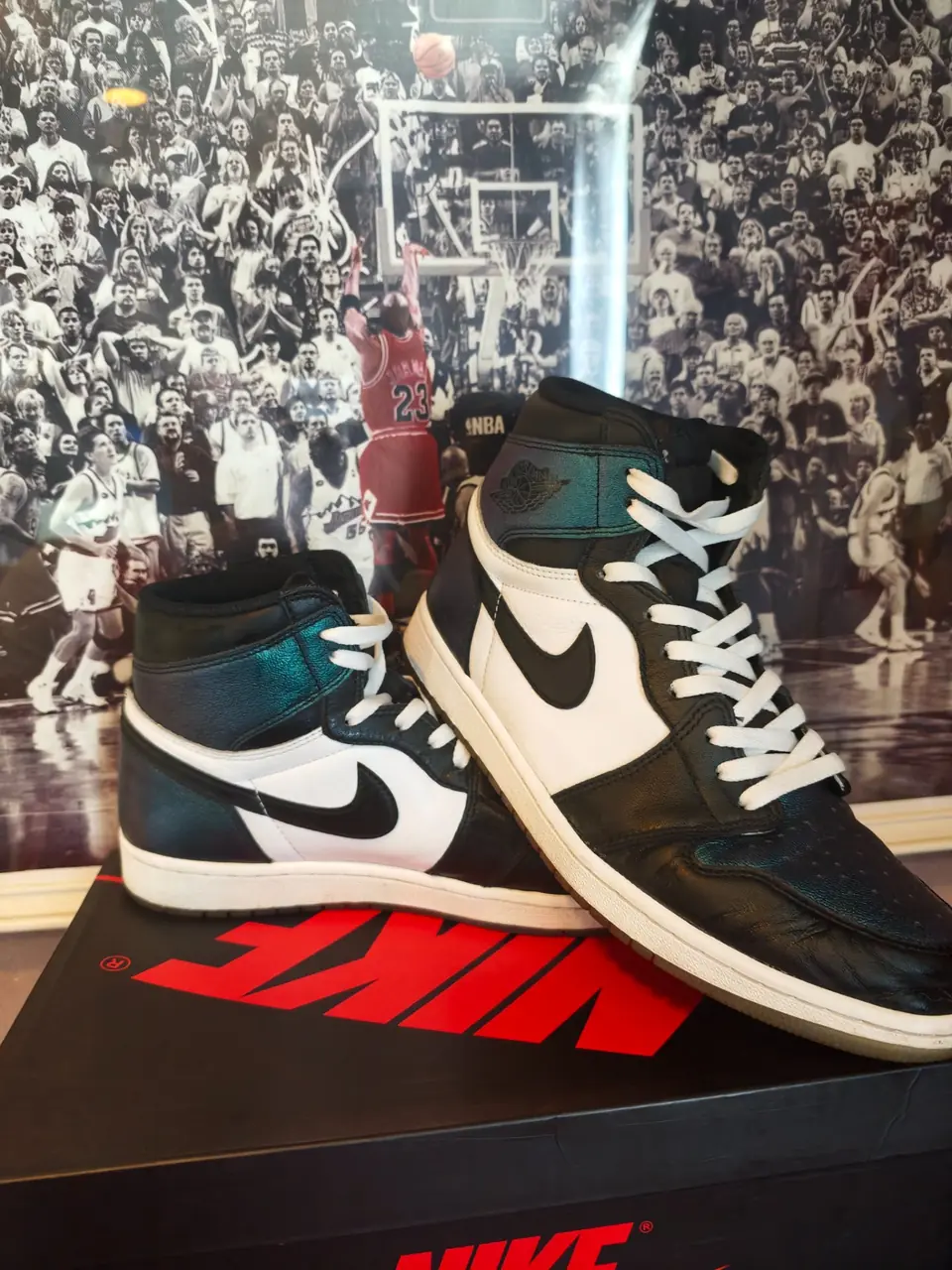 Air Jordan 1 rétro hight og as black metallic silver